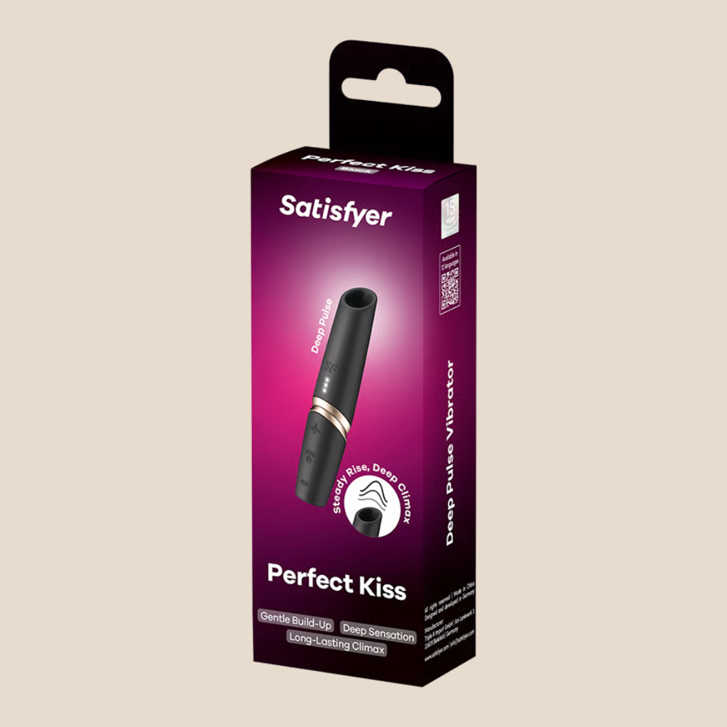SATISFYER - PERFECT KISS WAVE CLITORAL STIMULATOR BLACK / GOLD