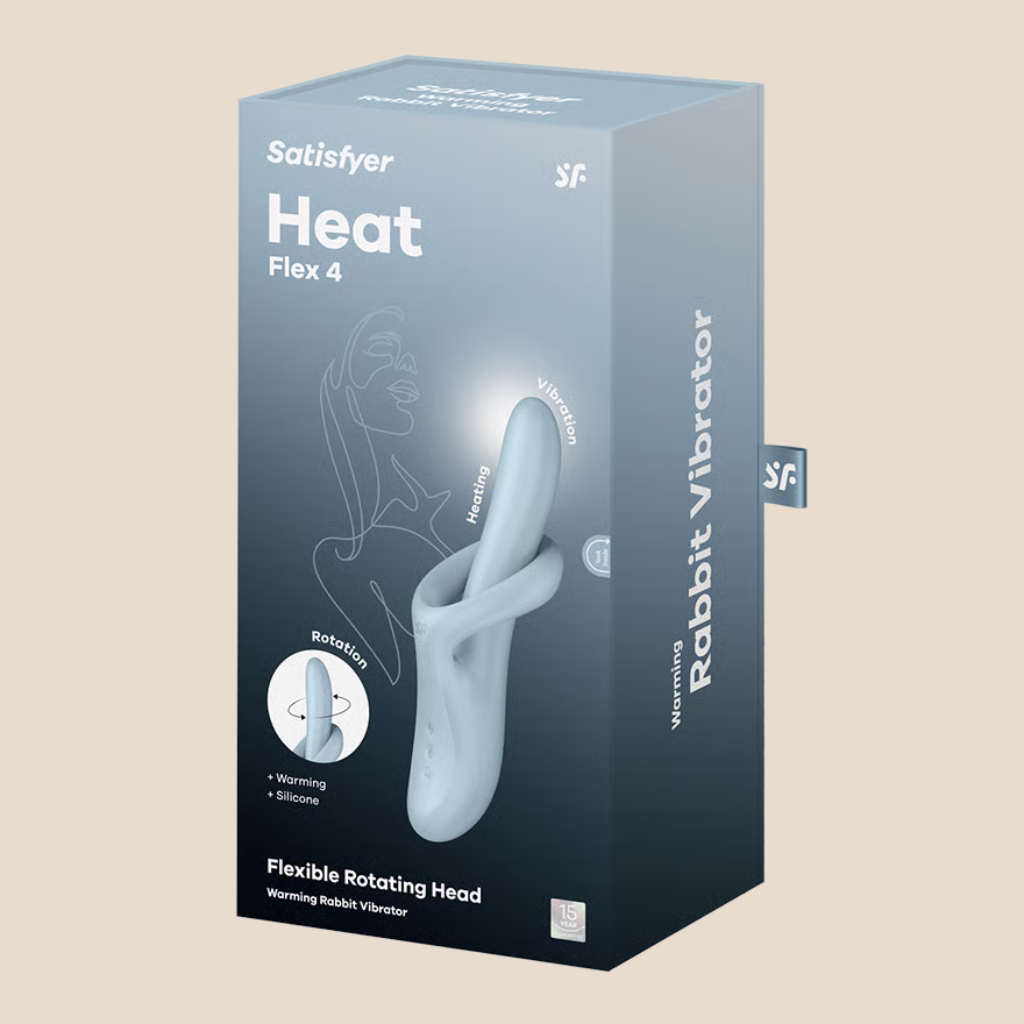 SATISFYER - VIBRADOR DE EFECTO TÉRMICO HEAT FLEX 4, 12 VIBRACIONES, AZUL