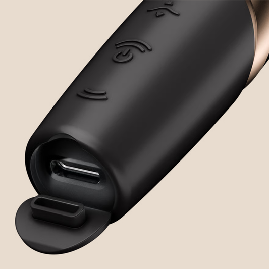 SATISFYER - PERFECT KISS WAVE CLITORAL STIMULATOR BLACK / GOLD