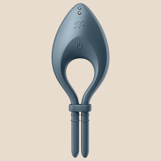 SATISFYER - APLICATIVO VIBRADOR DE ANEL BULLSEYE CINZA-1