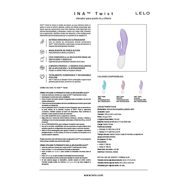 LELO - INA TWIST VIBRADOR DUPLO COELHO PARA PONTO G E CLITÓRIS ROSA-6