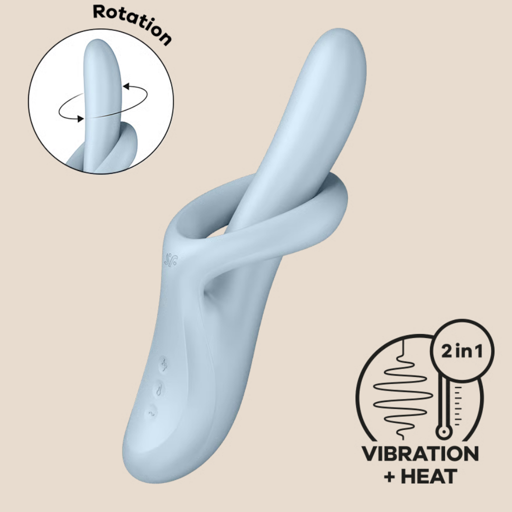 SATISFYER - VIBRADOR DE EFECTO TÉRMICO HEAT FLEX 4, 12 VIBRACIONES, AZUL