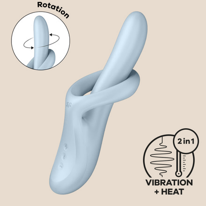 SATISFYER - VIBRADOR DE EFECTO TÉRMICO HEAT FLEX 4, 12 VIBRACIONES, AZUL