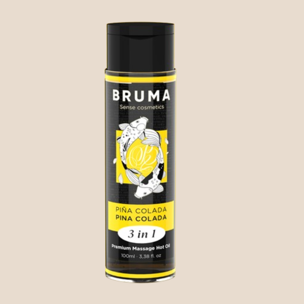 BRUMA - ACEITE DE MASAJE PREMIUM CON EFECTO CALOR Y SABOR A PIÑA COLADA, 3 EN 1