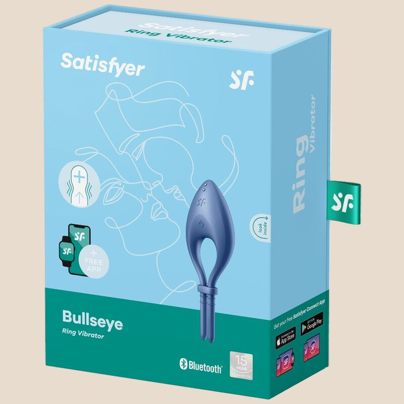 SATISFYER - APLICATIVO VIBRADOR DE ANEL BULLSEYE AZUL-2