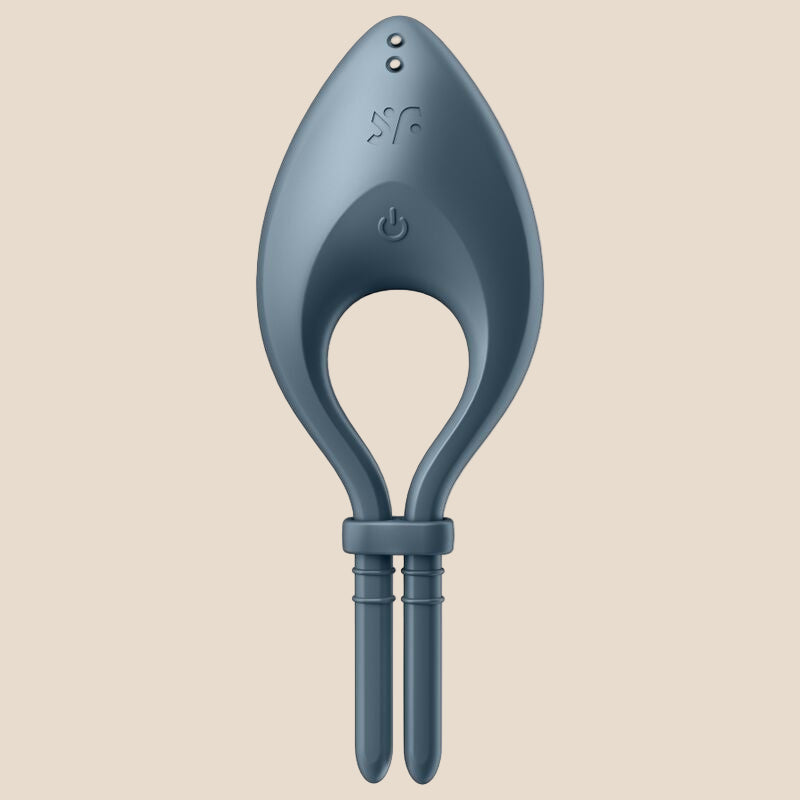 SATISFYER - APLICATIVO VIBRADOR DE ANEL BULLSEYE CINZA-1