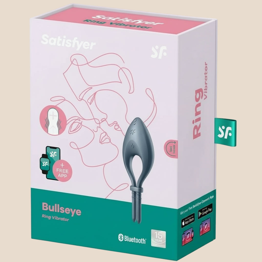 SATISFYER - APLICATIVO VIBRADOR DE ANEL BULLSEYE CINZA-2