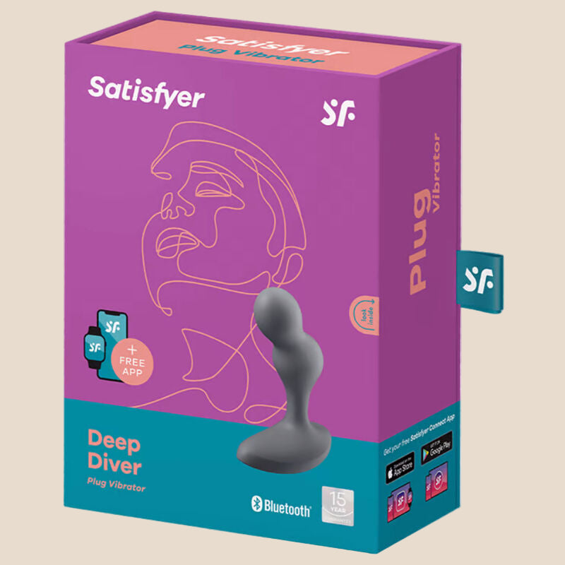 SATISFYER - APLICATIVO DE PLUGUE VIBRATÓRIO DEEP DIVER CINZA-3