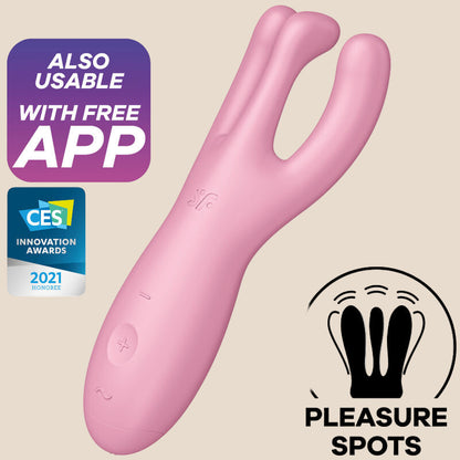 SATISFYER - APP VIBRADOR THREESOME 4 ROSA-0