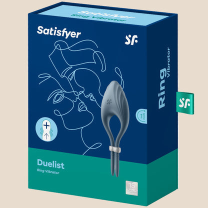 SATISFYER - VIBRADOR DE ANEL DUELISMO CINZA-3