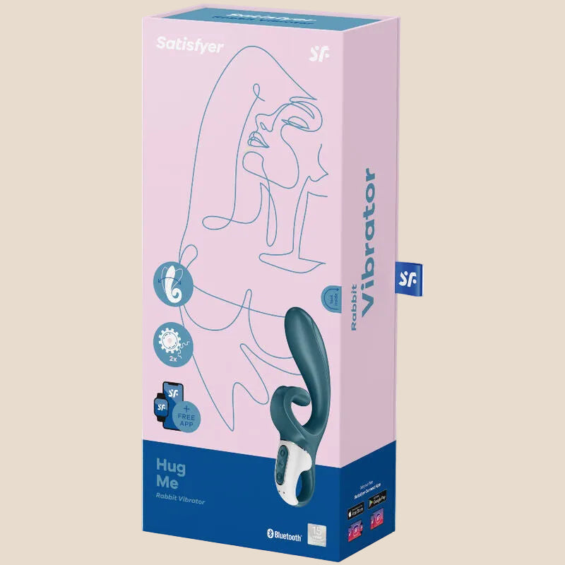 SATISFYER - APLICATIVO VIBRADOR HUG ME COELHO AZUL-3