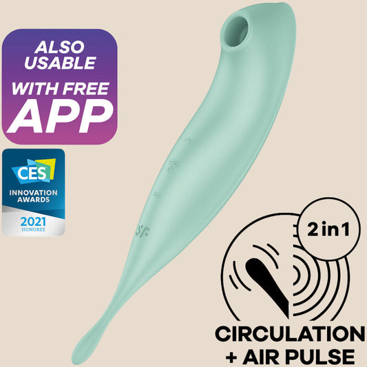 SATISFYER - TWIRLING PRO+ ESTIMULADOR DE PULSO DE AR E APLICATIVO VIBRADOR VERDE-0
