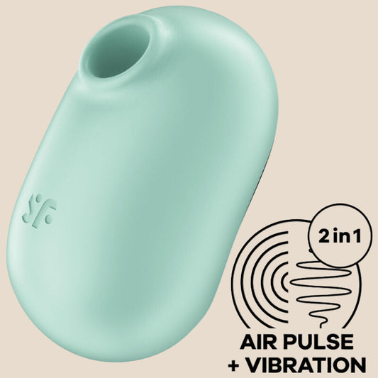 SATISFYER - PRO TO GO 2 ESTIMULADOR E VIBRADOR DE PULSO DE AR DUPLO VERDE-0