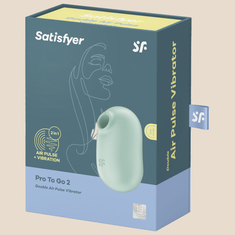SATISFYER - PRO TO GO 2 ESTIMULADOR E VIBRADOR DE PULSO DE AR DUPLO VERDE-4