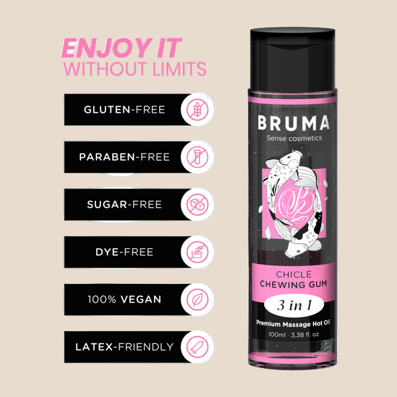BRUMA - ÓLEO DE MASSAGEM PREMIUM EFEITO CALOR SABOR GOMA 3 EM 1 - 100 ML-0