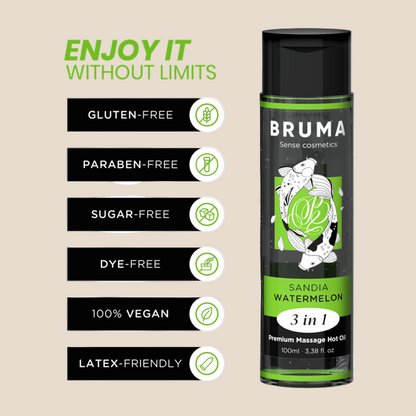 BRUMA - ÓLEO DE MASSAGEM PREMIUM EFEITO CALOR SABOR MELANCIA 3 EM 1 - 100 ML-2