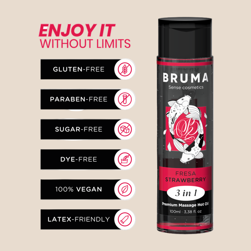 BRUMA - ÓLEO DE MASSAGEM PREMIUM EFEITO CALOR SABOR MORANGO 3 EM 1 - 100 ML-2