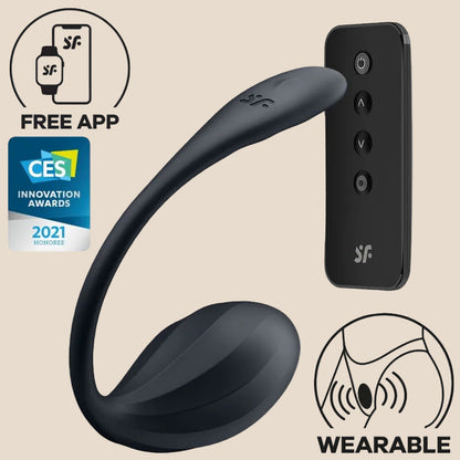 SATISFYER - RIBBED PETAL ESTIMULADOR DE PONTO G CONTROLE REMOTO PRETO APLICATIVO GRATUITO-0