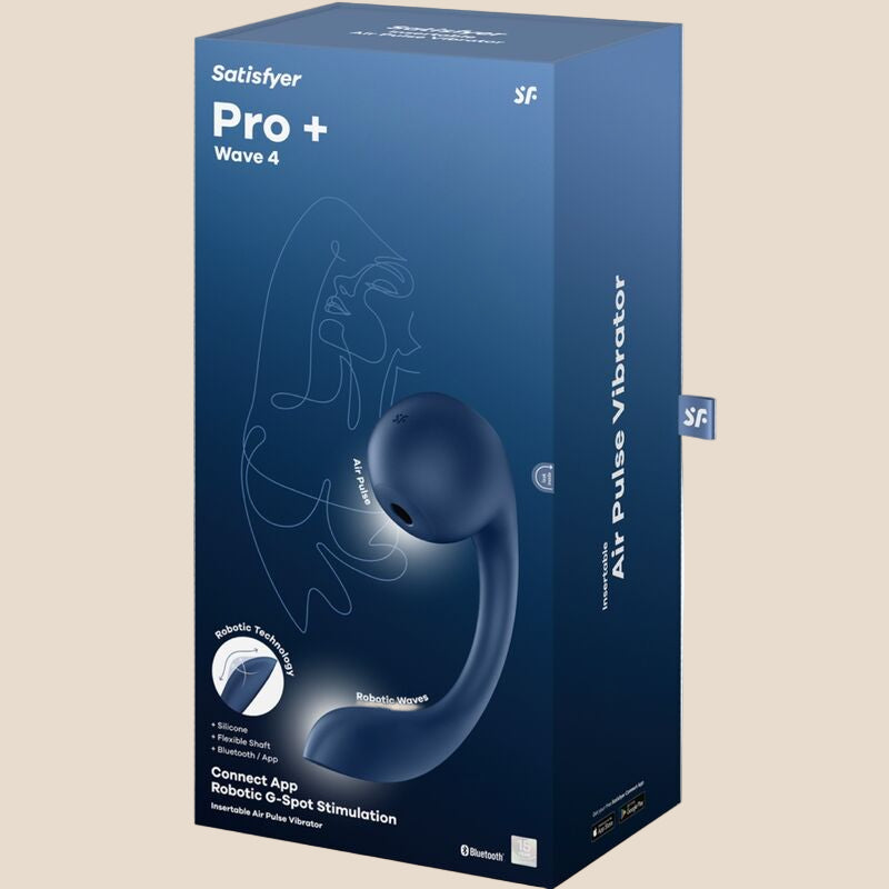 SATISFYER - PRO+ WAVE 4 ESTIMULADOR DE PONTO G E AIR PULSE APLICATIVO GRATUITO AZUL ESCURO-5