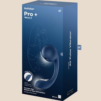 SATISFYER - PRO+ WAVE 4 ESTIMULADOR DE PONTO G E AIR PULSE APLICATIVO GRATUITO AZUL ESCURO-5