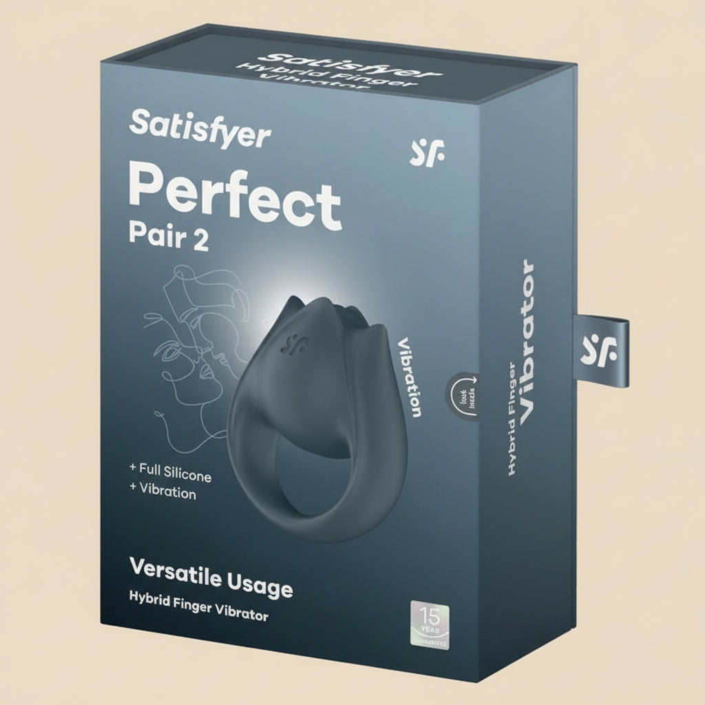 SATISFYER - PERFECT PAIR 2 MULTIVIBRANTES 2 EM 1 ANEL PARA PÊNIS E ESTIMULADOR DE DEDO CINZA-8