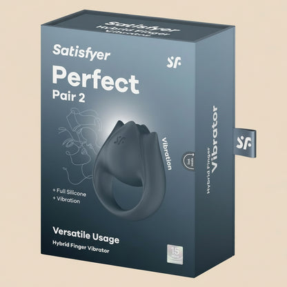 SATISFYER - PERFECT PAIR 2 MULTIVIBRANTES 2 EM 1 ANEL PARA PÊNIS E ESTIMULADOR DE DEDO CINZA-8