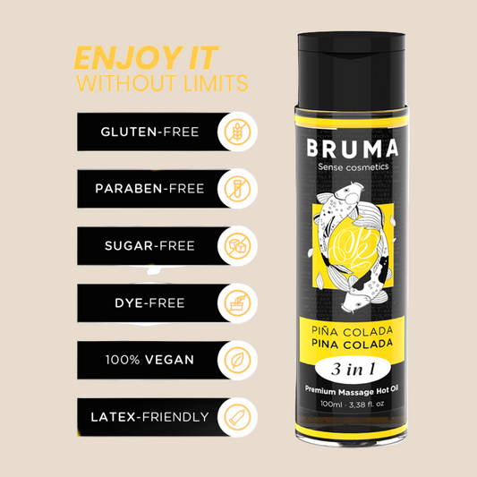 BRUMA - ÓLEO DE MASSAGEM PREMIUM EFEITO CALOR SABOR PINA COLADA 3 EM 1 - 100 ML-2