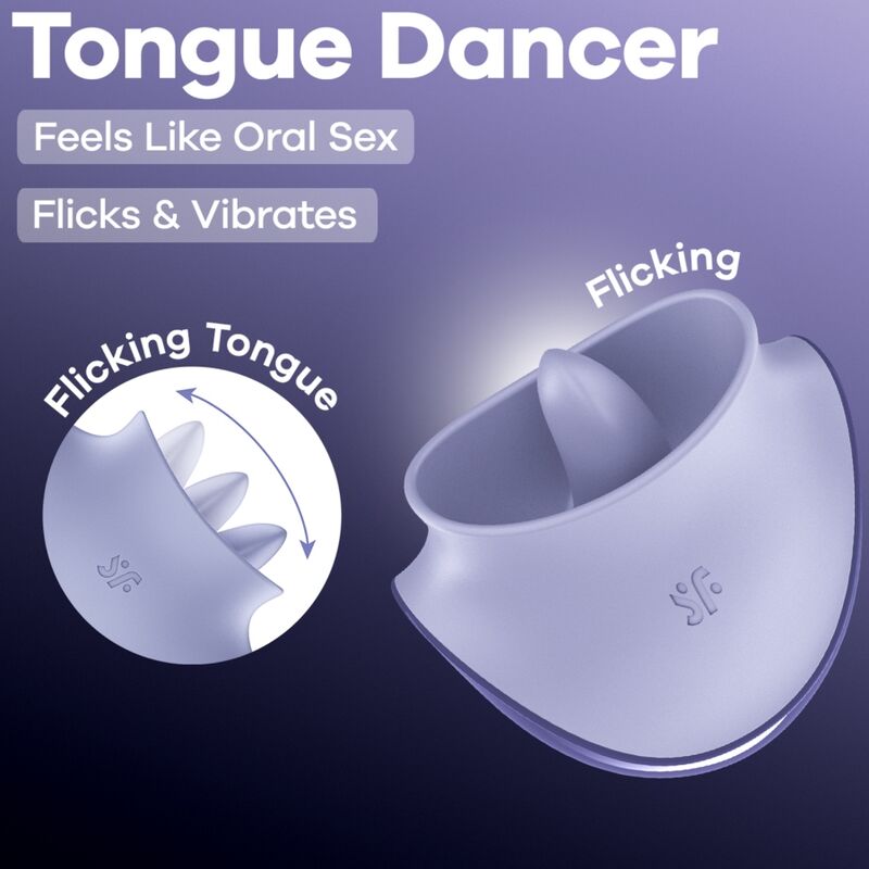 SATISFYER - TONGUE DANCER ESTIMULADOR CLITORIANO COM VIBRAÇÃO E PULSAÇÕES LILÁS-5