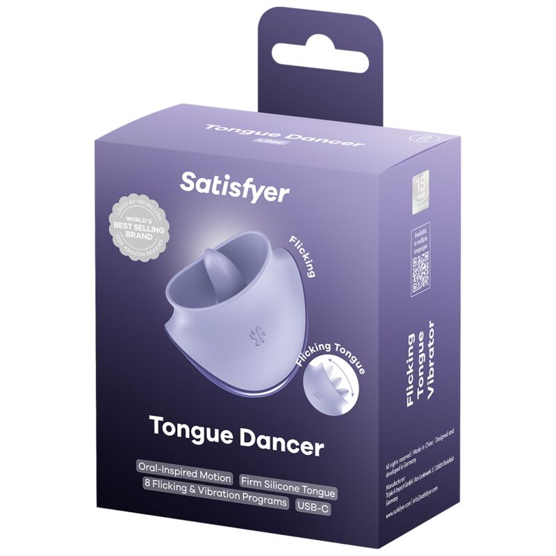 SATISFYER - TONGUE DANCER ESTIMULADOR CLITORIANO COM VIBRAÇÃO E PULSAÇÕES LILÁS-4